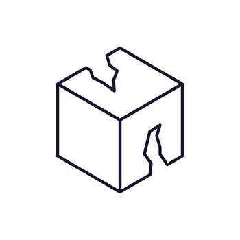 Broken Box Minimalistic Outline Icon for Web and Graphic Design, Apps, Banners, Social Network and Cards vector