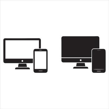 Desktop computer and mobile phone screen display vector