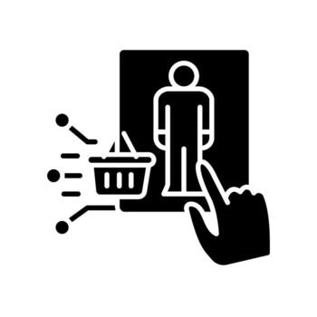 Customer behavior analytics black flat icon for digital and print projects. vector