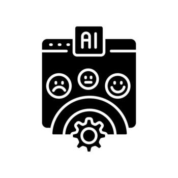 Sentiment analysis black flat icon for digital and print projects. vector