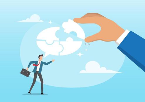 resolviendo comunicación problemas o edificio un idea vector