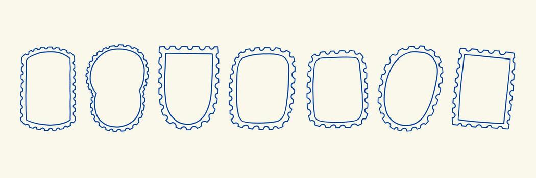 Empty Post Stamp Frame Mark Set vector