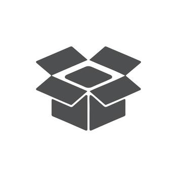 Open Box Icon Unpacked Package Silhouette for Delivery, Shipping, and E-commerce UI vector