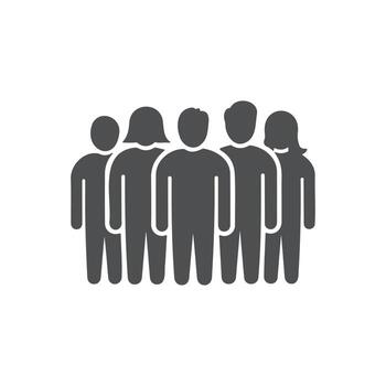 Group of people, teamwork and unity concept in simple icon style. vector