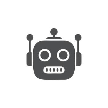 Robot Head Icon Futuristic AI Robot Face Silhouette for Technology, Chatbot, and Automation UI vector