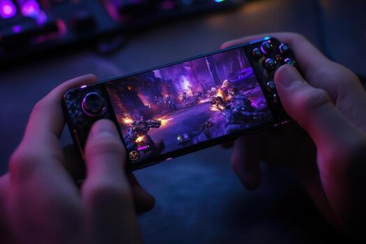 A person holding a cell phone with a game on it photo