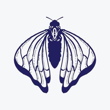 Elegant blue butterfly illustration with intricate wing patterns makes a perfect design element vector