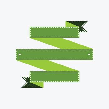 Stylish green ribbon banner with stitched edges ready for your custom message or promotion today vector