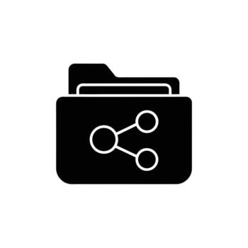 Black Folder with Network Connection Icon vector