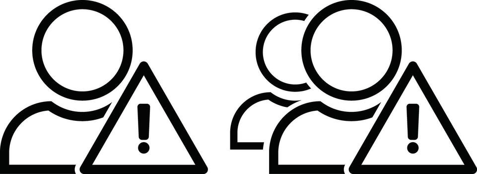 Account warning error icon. Group important notice. isolated on white background. black design with warning triangle. illustration vector