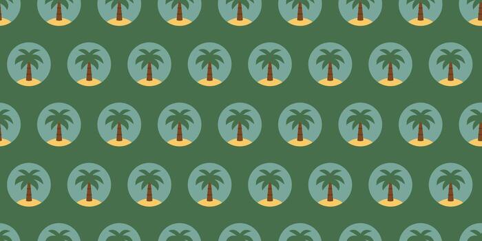 Repeated palm tree pattern on green background vector