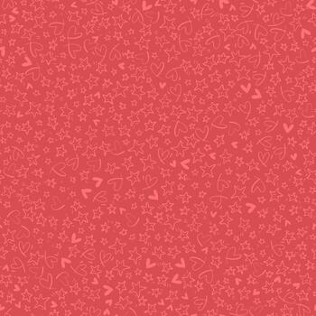 seamless pattern. Light red shades linear graphic repeated background. Wallpaper with outlined stars and hearts. Minimalistic modern backdrop with tiny hand drawn elements. vector