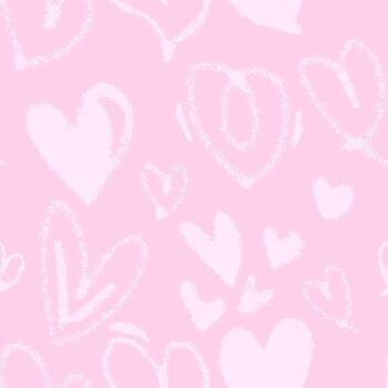 seamless pattern. Pink color graphic repeated background. Wallpaper with outlined and fill heart shapes. Minimalistic modern backdrop with hand drawn romantic elements. vector