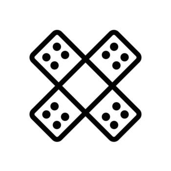 Four Dice Arranged in a Cross Pattern with Black Outline and White Background vector