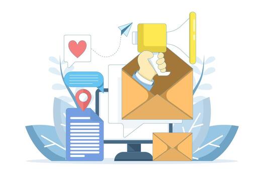 Digital email communication illustration vector