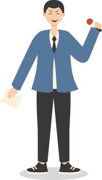 Man Journalist Character. vector