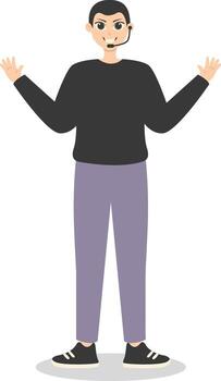 Man Journalist Character with Cartoon Style. Isolated on White Background. vector