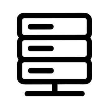 negrita contorno datos servidor almacenamiento sistema estante minimalista icono vector