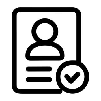 Simple Outline User Profile with Check Mark Sign Approved Icon vector