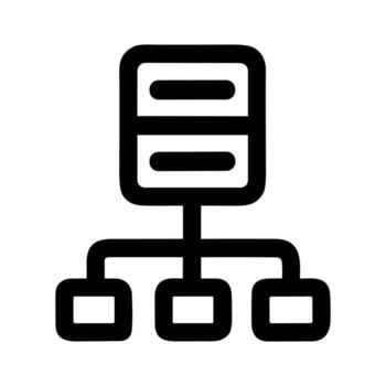 minimalista línea servidor red contorno icono, datos conexión diagrama símbolo vector