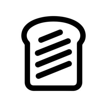 Minimalist Outline Style Toast Slice Simple Icon Food and Beverage Element vector