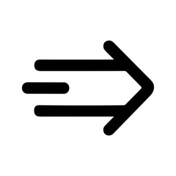 Simple Line Art Arrow Symbol with Dashed Tail Shape Direction Icon vector