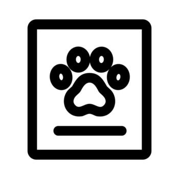 minimalista contorno mascota pata impresión en cuadrado marco icono gráfico vector