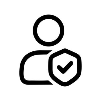 Simple Outline User Profile Security Badge Sign Shape Icon Element vector