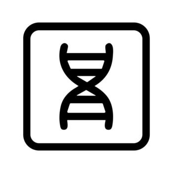Simple Line Style DNA Strand Genetic Code Symbol in Square Icon vector