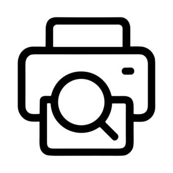 Simple Line Print Search Icon for Print Verification and Troubleshooting vector