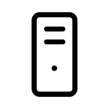 Minimalist Outline Computer Server Tower Mainframe Isolated on White Icon vector