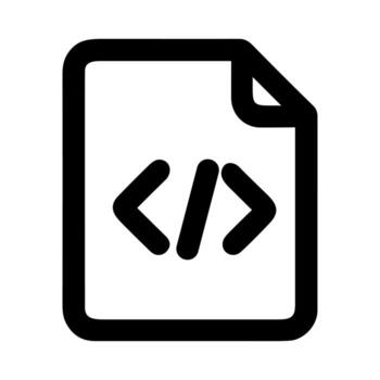 Simple Line Art Code File Symbol Document Icon Flat Design vector