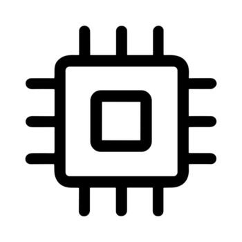 sencillo negrita línea estilo pastilla central Procesando unidad contorno icono vector