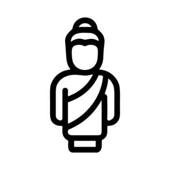 Outline Simplistic Buddha Statue Figure Line Art Icon Design Element vector