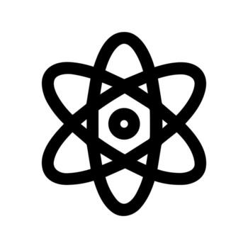 Simple Bold Outline Atom Shape Science and Physics Flat Icon vector