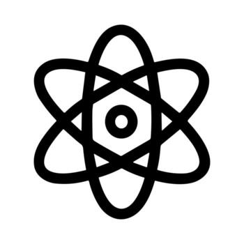Simple Outline Atom Symbol Icon Shape with Nucleus and Electrons vector
