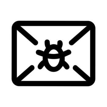 Minimalist Outline Style Email Bug Malware Icon Shape for Computer Security vector
