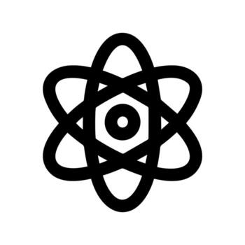 Minimalist Bold Line Atom Structure Model Outline Science Icon vector