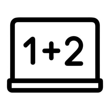 sencillo contorno pizarra con adición problema icono para educación relacionado vector