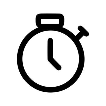 Simple Outline Clock Stop Watch Time Management Application Icon vector