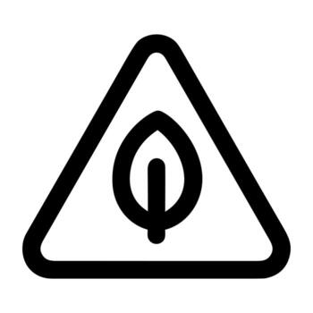Line Art Simple Leaf Inside Triangle Warning Environment Icon vector