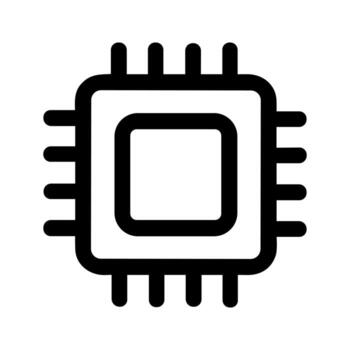 minimalista línea Arte procesador chip componente tecnología hardware icono vector