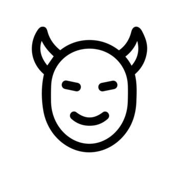 Simple Bold Line Devil Face with Horns Icon Shape Element vector