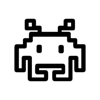 Minimalist Outline Alien Pixel Art Style 8-Bit Retro Game Character vector