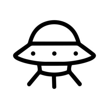 Minimal Outline Ufo Spaceship Line Art Shape Icon Graphic Element vector