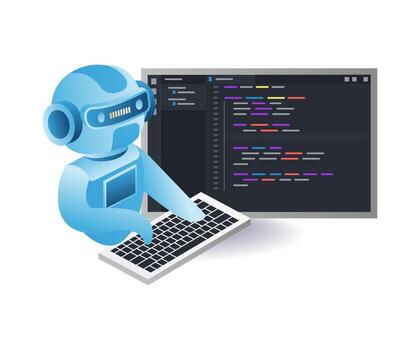 el robot es compilando un programación idioma vector