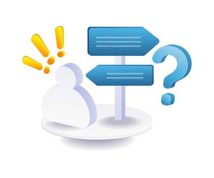 Symbol of confusion with direction and purpose vector