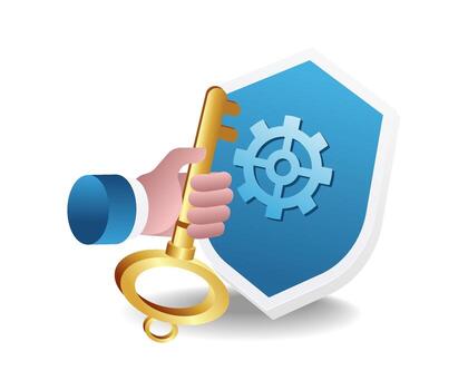 Shield and lock symbol of maximum security vector