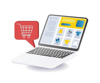 en línea compras Tienda computadora sitio web solicitud vector
