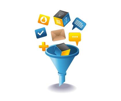 Feedback funnel from clients for business progress vector